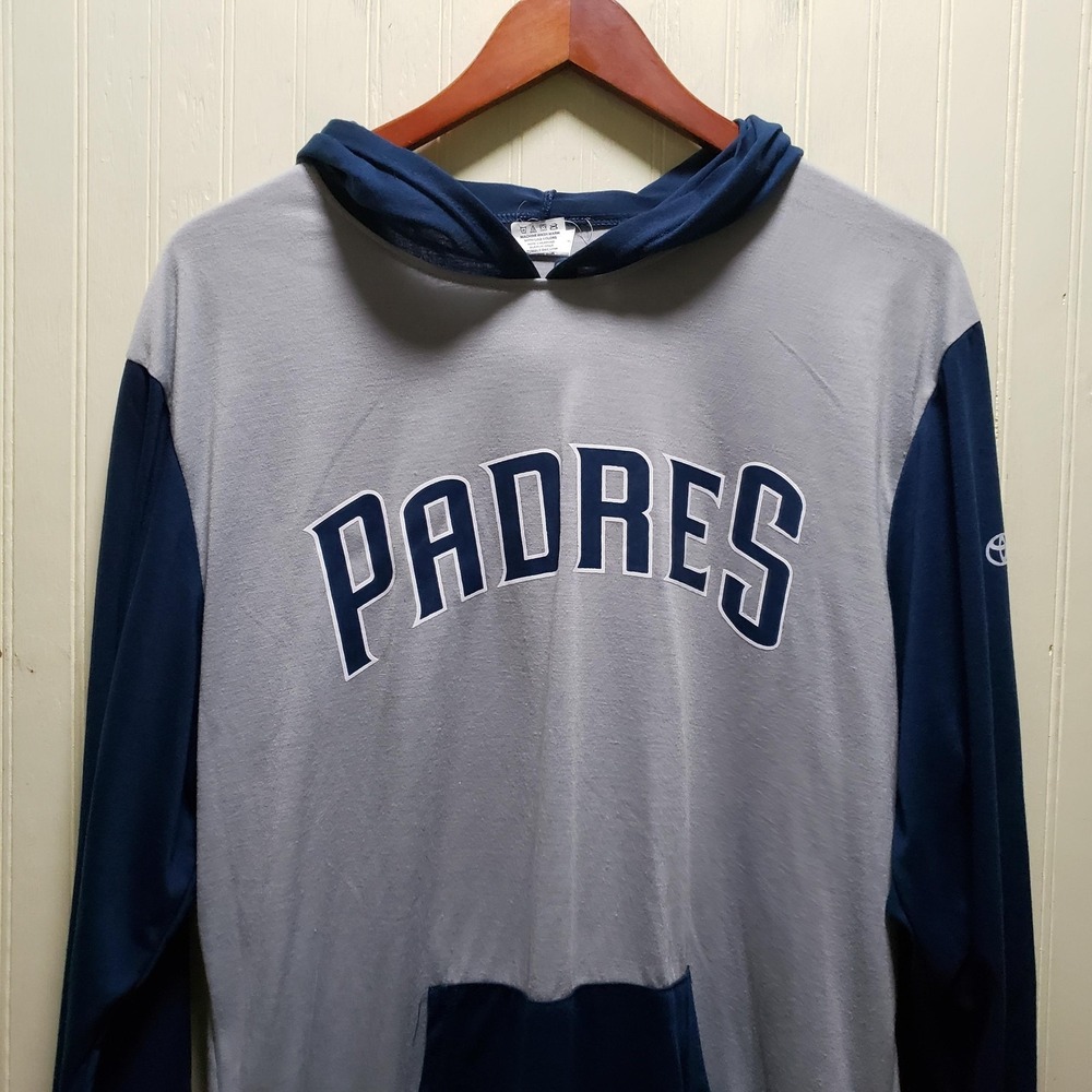 San Diego Padres Hoodie Mens Medium Gray MLB Baseball Pullover Toyota Cotapaxi